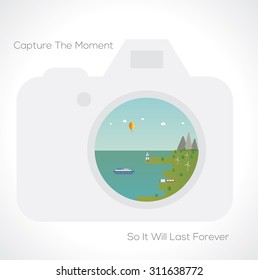 Camera Travel and Vacation. Vector Illustration