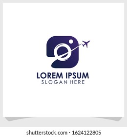 camera and traveling icon logo design vector, traveling brand logo design template