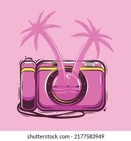 camera with tree art illustration