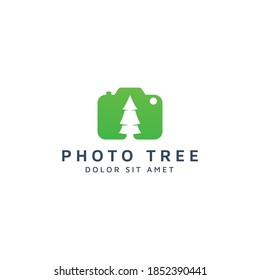camera and tree negative space logo design