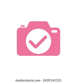 Camera Trendy Check mark Icon Vector Template Illustration Design