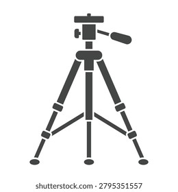 Camera tripod equipment icon representing photography and videography gear with photography equipment stabilization professional production