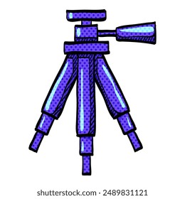 Icono de semitono de trípode de cámara dibujado a mano Ilustración vectorial de color