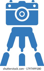 Camera tripod icon, blue color