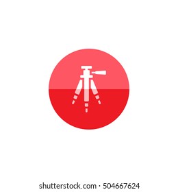 Camera tripod icon in flat color circle style. Photography stands stable movie shoot
