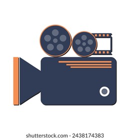 Camera tripod icon and Movie camera on a tripod. Making a movie single icon in monochrome style vector symbol stock illustration web.