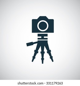 camera tripod icon, on white background