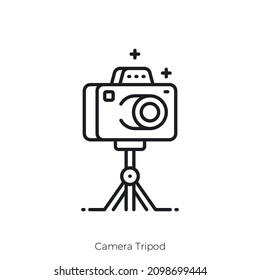 Camera Tripod icon. Outline style icon design isolated on white background