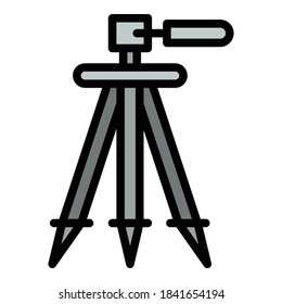 Camera tripod icon. Outline camera tripod vector icon for web design isolated on white background