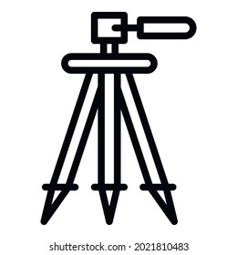 Camera tripod icon. Outline camera tripod vector icon for web design isolated on white background