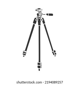 Camera Tripod Icon Silhouette Illustration. Photography Vector Graphic Pictogram Symbol Clip Art. Doodle Sketch Black Sign.