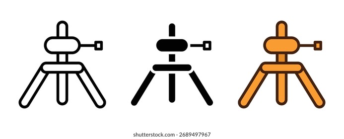 Vector del icono del trípode de la cámara. Fotografía Video o símbolo de proyectos. Ilustración vectorial.