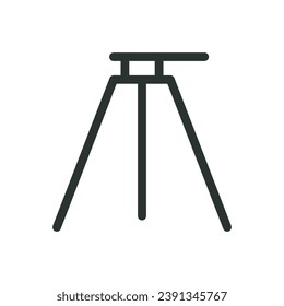Icono aislado del trípode de cámara, icono del vector del soporte de cámara con trazo editable