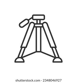 Camera tripod, linear icon. Line with editable stroke