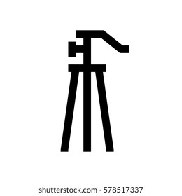 Camera tripod mini line, icon, background and graphic. The icon is black and white, linear  flat, vector, pixel perfect, minimal, suitable for web and print. 
