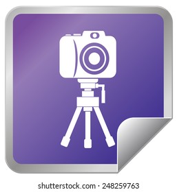 Camera with tripod sticker icon