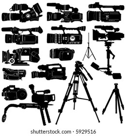 camera and tripod vector