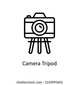Camera Tripod vector outline icon for web isolated on white background EPS 10 file