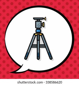 Camera tripods doodle, speech bubble