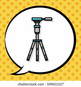 Camera tripods doodle, speech bubble