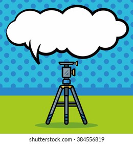 Camera tripods doodle, speech bubble