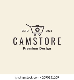 camera with trolley hipster logo symbol icon vector graphic design illustration idea creative 