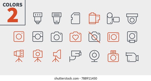 Camera UI Pixel Perfect Well-crafted Vector Thin Line Icons 48x48 Ready for 24x24 Grid for Web Graphics and Apps with Editable Stroke. Simple Minimal Pictogram Part 1-1