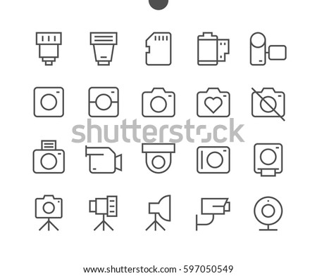 Camera UI Pixel Perfect Well-crafted Vector Thin Line Icons 48x48 Ready for 24x24 Grid for Web Graphics and Apps with Editable Stroke. Simple Minimal Pictogram Part 1-1