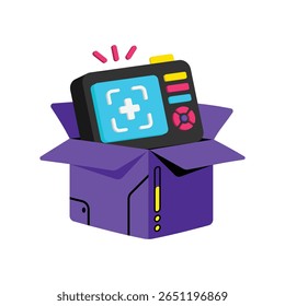 Icono de estilo de Vector de desempaquetamiento de cámara. Archivo Eps 10