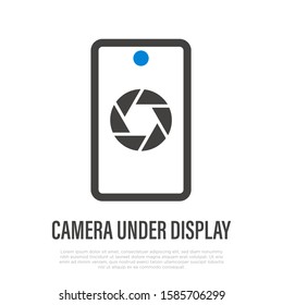 Camera under display on smartphone. Thin line icon. Mobile technology. Modern vector illustration.