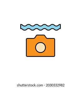 cámara, bajo el agua, icono de línea de buceo coloreado. Los signos, símbolos se pueden utilizar para web, logotipo, aplicación móvil, interfaz de usuario, UX
