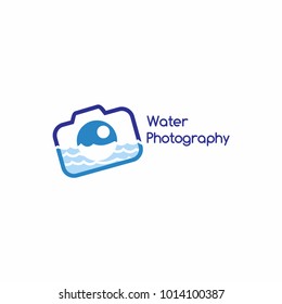 camera in a unique water vector logo for underwater photography companies
