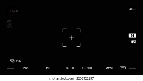 Interfaz de usuario de cámara en el visor y plantilla de superposición de vista en vivo. Foto, video ui para teléfono celular. Mockup de la pantalla de la cámara para aplicaciones de fotografía, selfie y video. El registro desde la cámara
