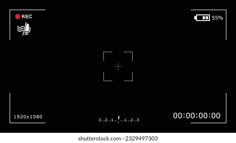 Camera user interface in the viewfinder vector overlay mockup. Camera screen frame template for photo and video application.