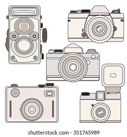 Sketch Retro Camera Set Stock Vector (Royalty Free) 111350474 ...