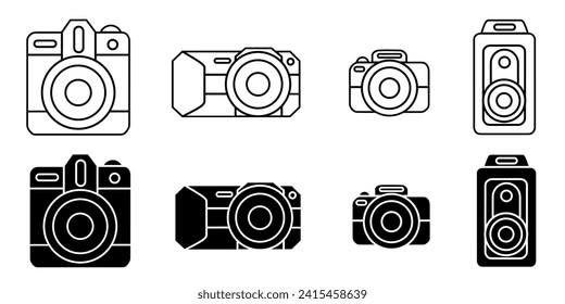 Camera. Vector collection of camera icon illustrations. Black icon design.
