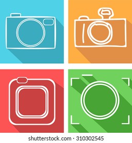 Camera vector color icons set. Different styles