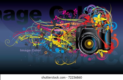 camera vector color illustration
