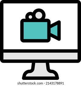 camera vector color line icon