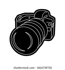 camera vector design with black and white outline style