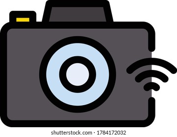 camera vector flat color icon 