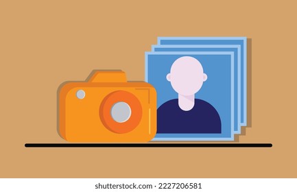 Camera vector flat style concept and photo size illustration.