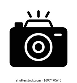 camera vector glyph flat icon 