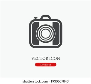 Camera vector icon.  Editable stroke. Linear style sign for use on web design and mobile apps, logo. Symbol illustration. Pixel vector graphics - Vector