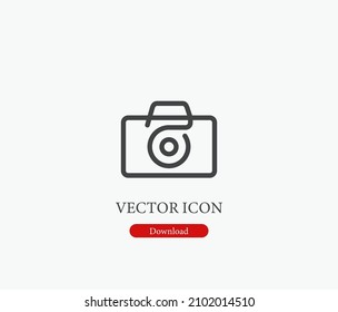 Camera vector icon. Editable stroke. Symbol in Line Art Style for Design, Presentation, Website or Apps Elements, Logo. Pixel vector graphics - Vector