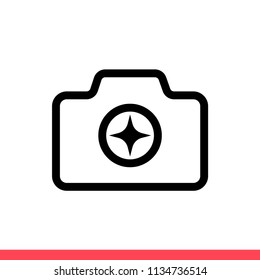 Camera vector icon, enhance symbol. Simple, flat design for web or mobile app