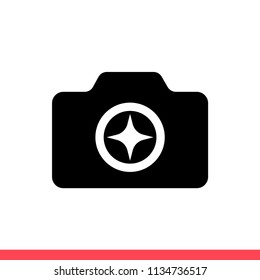 Camera vector icon, enhance symbol. Simple, flat design for web or mobile app