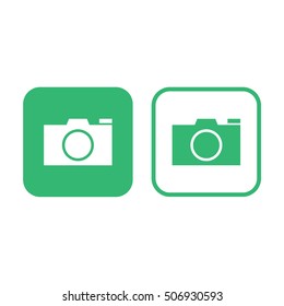 Camera vector icon. Green and white