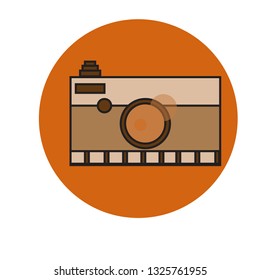 Camera vector icon illustration, flat style on a colored background