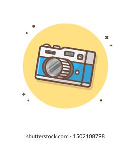 Camera Vector Icon Illustration. Summer Traveling Icon Concept White Isolated. Flat Cartoon Style Suitable for Web Landing Page, Banner, Sticker, Background